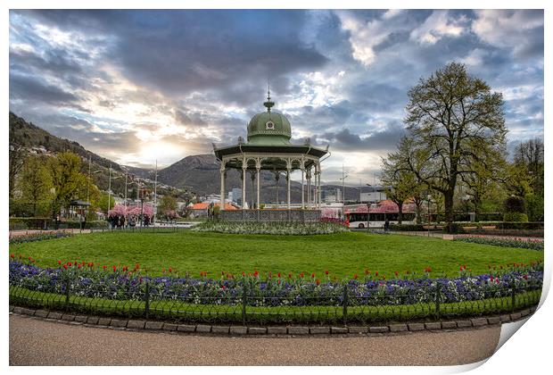 Bergen Norway bandstand Print by kathy white