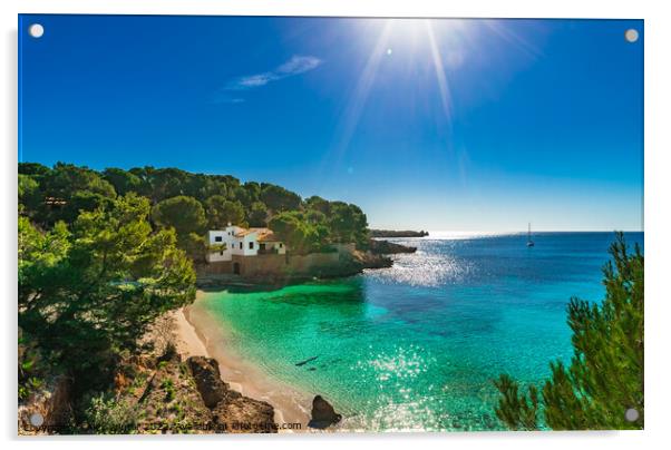 Majorca beach Cala Gat bay Spain oceanbeach Acrylic by Alex Winter