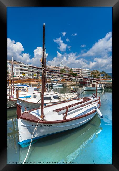 Boats at harbour port of Cala Bona Framed Print by Alex Winter