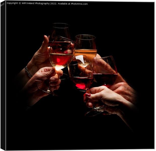 Hands holding Wine glasses in Celebration Canvas Print by Will Ireland Photography