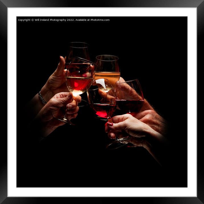 Hands holding Wine glasses in Celebration Framed Mounted Print by Will Ireland Photography