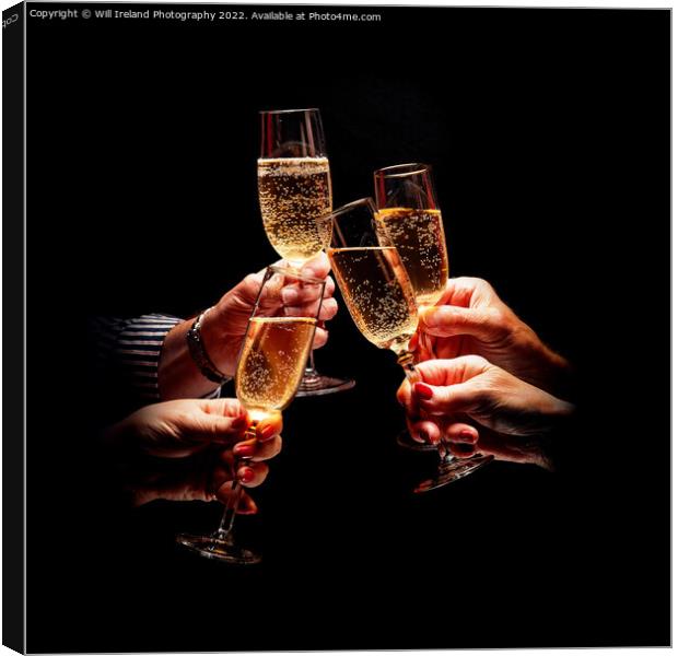 Hands holding Champagne glasses in Celebration Canvas Print by Will Ireland Photography