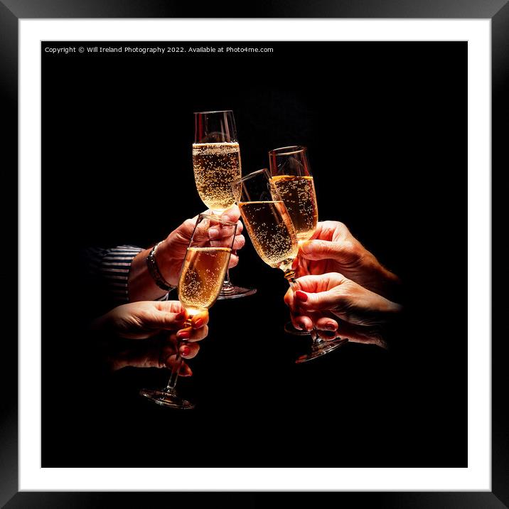 Hands holding Champagne glasses in Celebration Framed Mounted Print by Will Ireland Photography