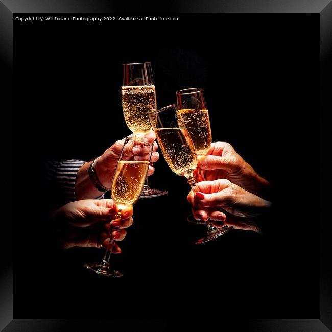 Hands holding Champagne glasses in Celebration Framed Print by Will Ireland Photography