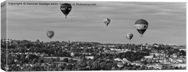 Hot air balloons panoramic hot air balloons over Bath Canvas Print by Duncan Savidge
