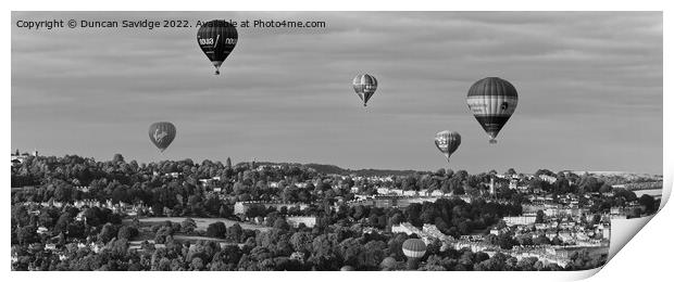 Hot air balloons panoramic hot air balloons over Bath Print by Duncan Savidge