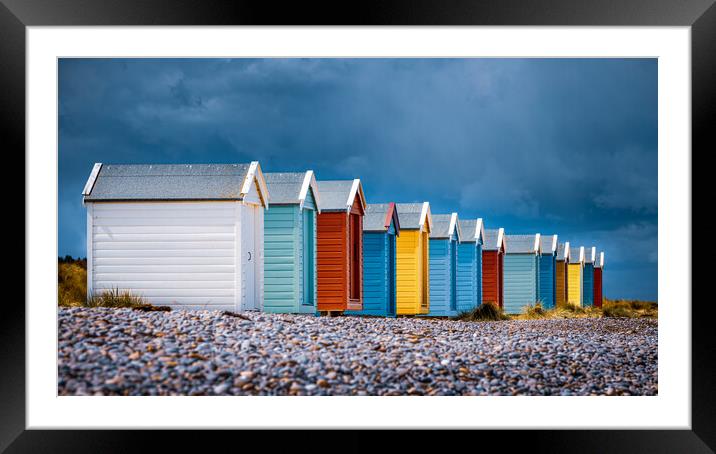 Findhorn Beach Huts Framed Mounted Print by John Frid