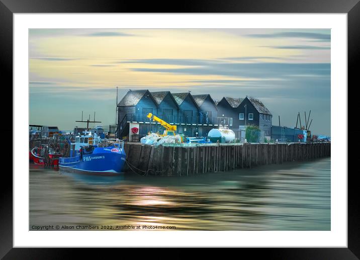 Whitstable Harbour Atmospheric Light Framed Mounted Print by Alison Chambers