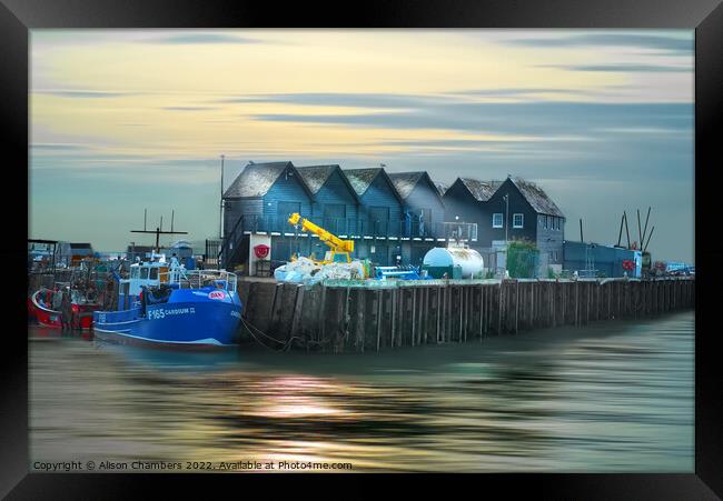 Whitstable Harbour Atmospheric Light Framed Print by Alison Chambers