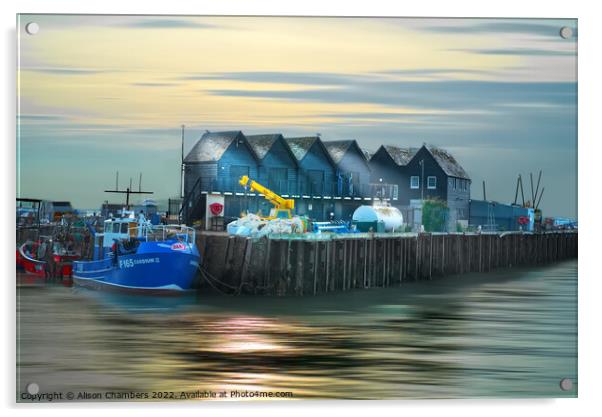Whitstable Harbour Atmospheric Light Acrylic by Alison Chambers