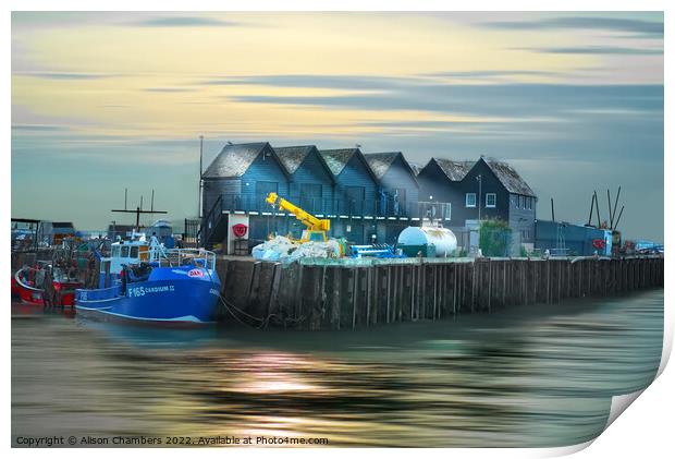 Whitstable Harbour Atmospheric Light Print by Alison Chambers