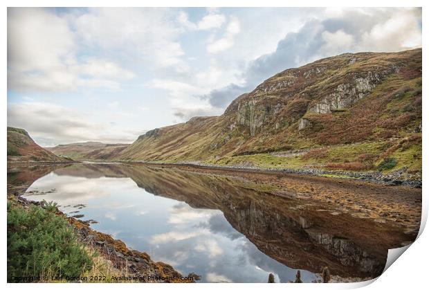 Loch Reflections on a Cloudy day  Isle of Skye  Scotland Print by Iain Gordon