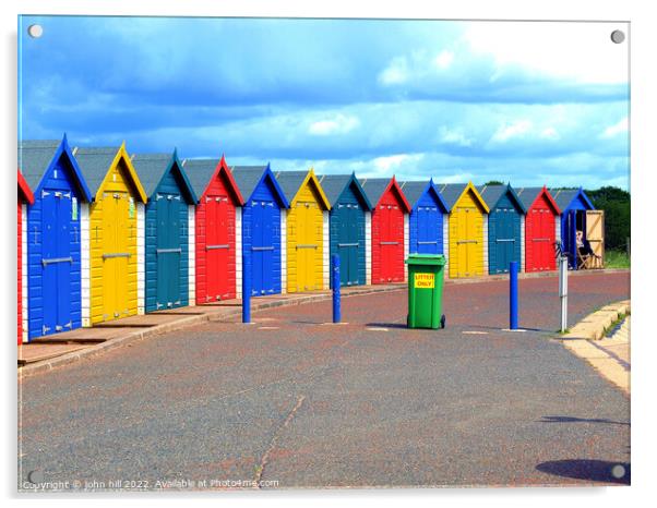 Colourful beach huts at Dawlish Warren in Devon. Acrylic by john hill