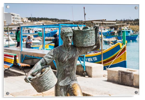 Fisherman statue in Marsaxlokk Acrylic by Jason Wells