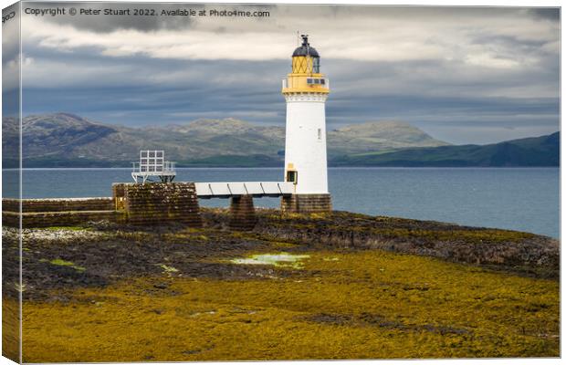 Rubha nan Gall lighthouse is located north of Tobermory on the I Canvas Print by Peter Stuart