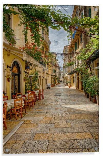 Shaded street in Corfu Town Acrylic by John Gilham