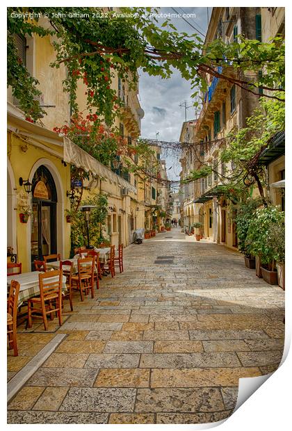 Shaded street in Corfu Town Print by John Gilham
