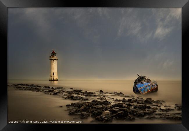 wreck at perch rock lighthouse Framed Print by John Race