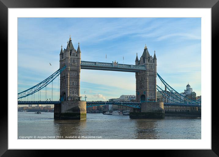 Tower Bridge at afternoon in London Framed Mounted Print by Angelo DeVal