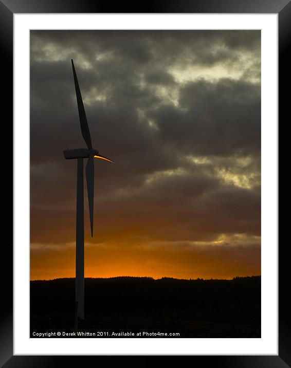 Windfarm sunset Framed Mounted Print by Derek Whitton