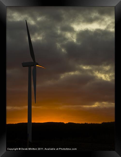 Windfarm sunset Framed Print by Derek Whitton