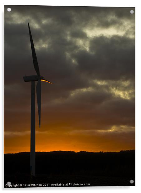 Windfarm sunset Acrylic by Derek Whitton