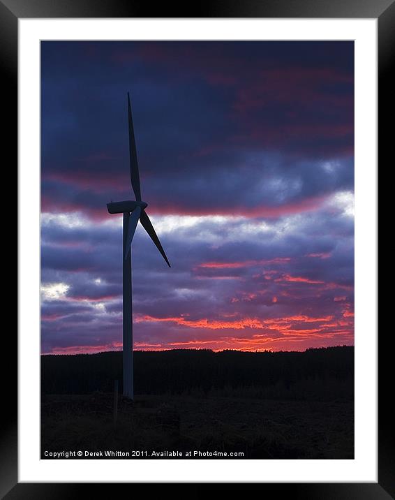 Windfarm Sunset Framed Mounted Print by Derek Whitton