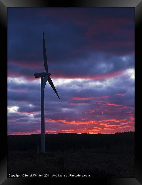 Windfarm Sunset Framed Print by Derek Whitton
