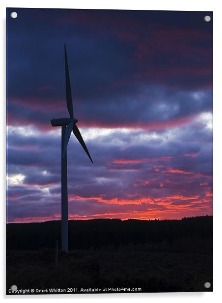 Windfarm Sunset Acrylic by Derek Whitton