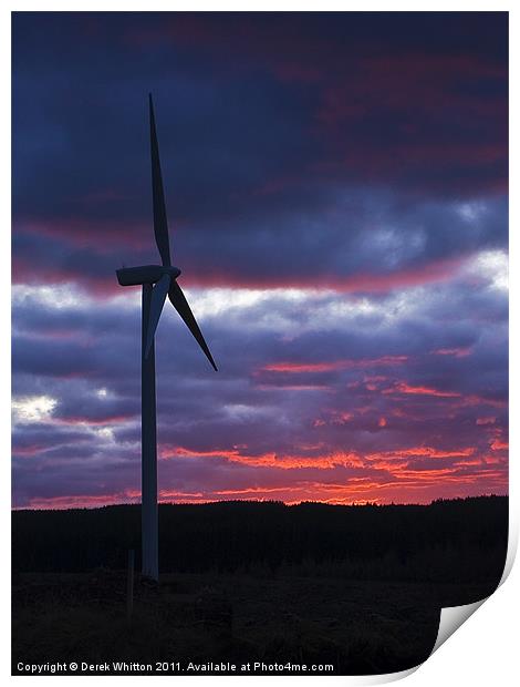 Windfarm Sunset Print by Derek Whitton