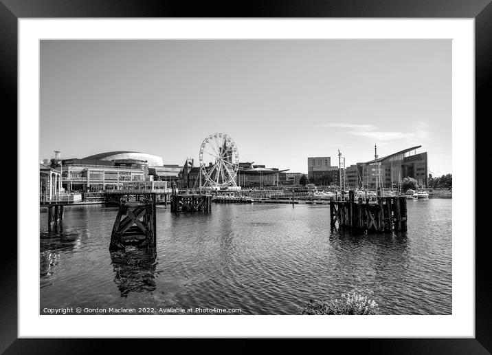 Cardiff Bay, South Wales in Black and White Framed Mounted Print by Gordon Maclaren
