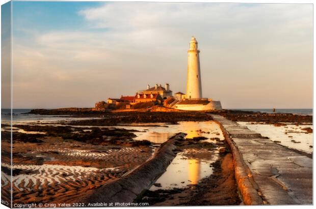 A Serene Moment at St Marys Lighthouse Canvas Print by Craig Yates