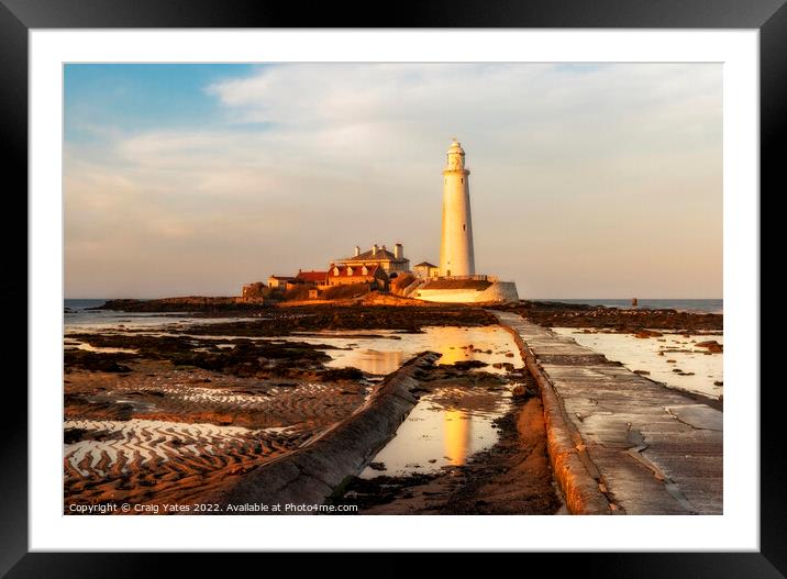 St Mary's Lighthouse Low Tide Framed Mounted Print by Craig Yates