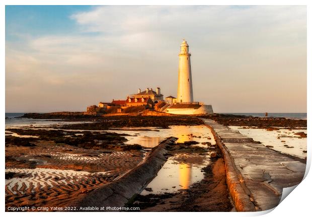 A Serene Moment at St Marys Lighthouse Print by Craig Yates