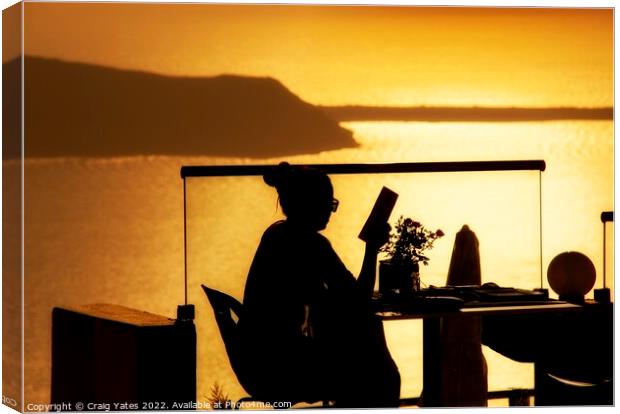 Santorini Sunset Table For One. Canvas Print by Craig Yates