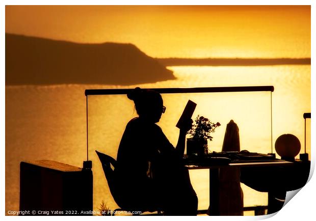 Santorini Sunset Table For One. Print by Craig Yates