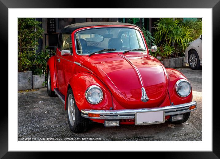 Volkswagen Beetle Convertible car Framed Mounted Print by Kevin Hellon