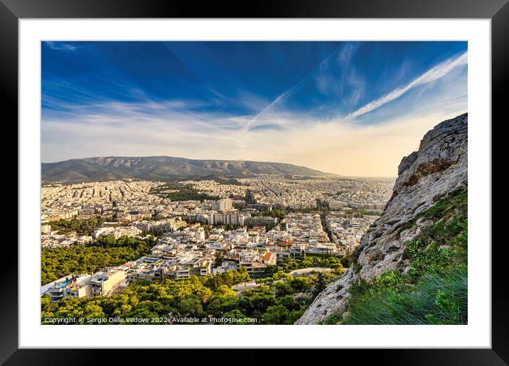 aerial view of Athens, Greece Framed Mounted Print by Sergio Delle Vedove