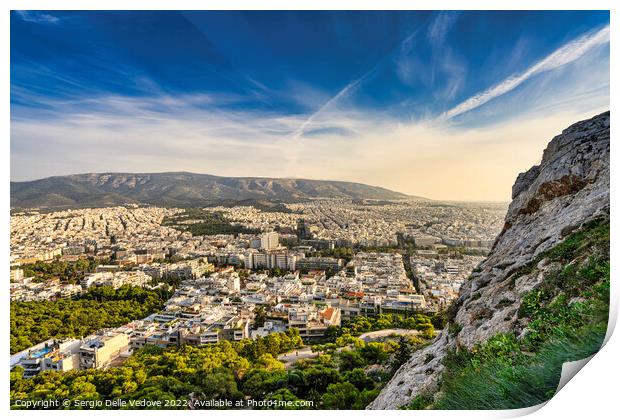 aerial view of Athens, Greece Print by Sergio Delle Vedove