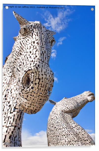 The Falkirk Kelpies Acrylic by Ian Jeffrey