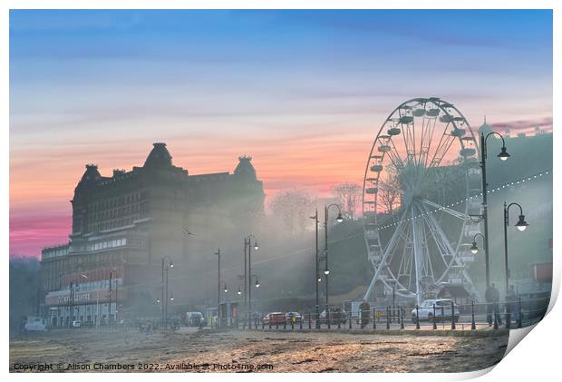 Scarborough Misty Sunset Print by Alison Chambers