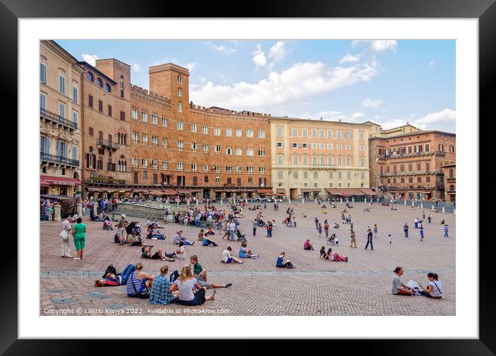 Piazza del Campo - Siena Framed Mounted Print by Laszlo Konya