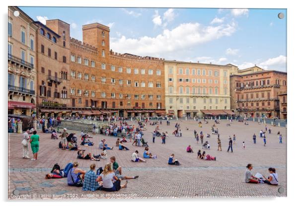 Piazza del Campo - Siena Acrylic by Laszlo Konya