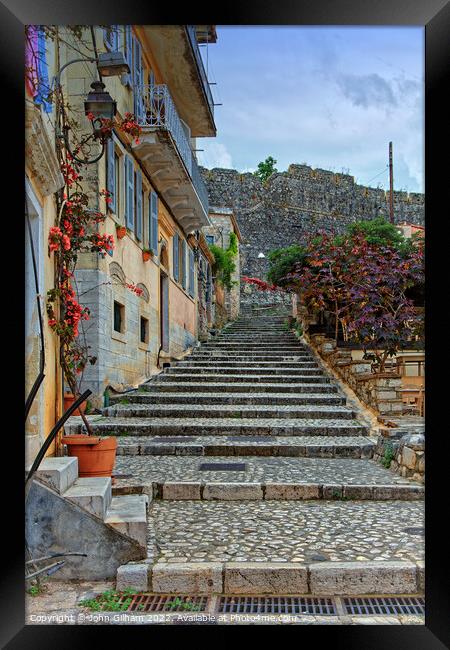 Steps - Corfu Town Greece Framed Print by John Gilham