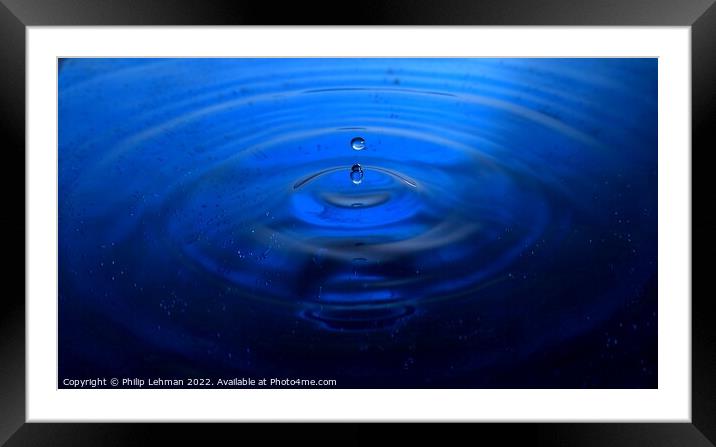 Blue Water Drops (18B) Framed Mounted Print by Philip Lehman