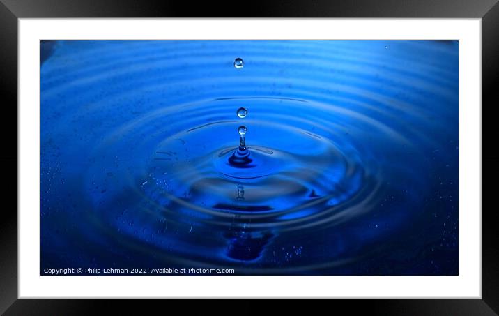 Blue Water Drops (15B) Framed Mounted Print by Philip Lehman