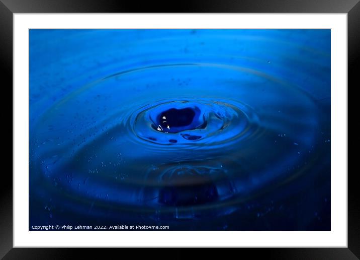Blue Water Drops (23A) Framed Mounted Print by Philip Lehman
