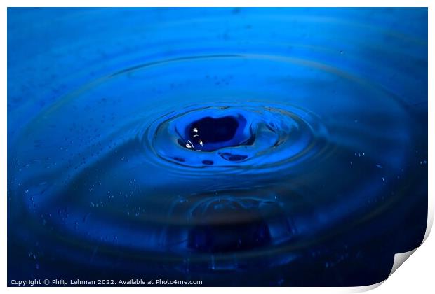 Blue Water Drops (23A) Print by Philip Lehman