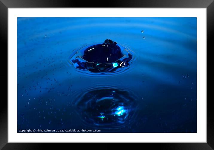 Blue Water Drops (30A) Framed Mounted Print by Philip Lehman