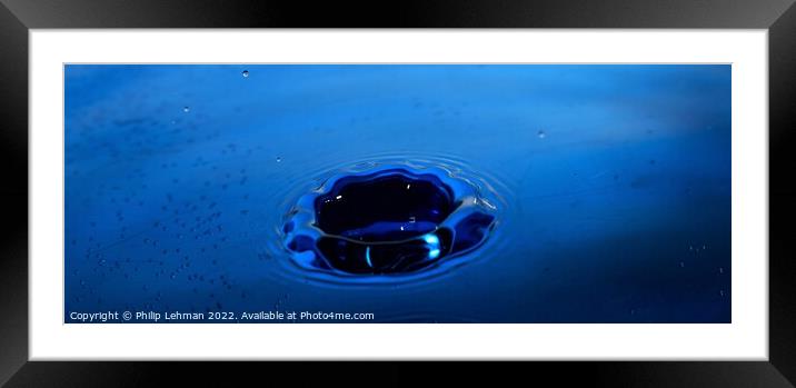 Blue Water Drops (32B) Framed Mounted Print by Philip Lehman